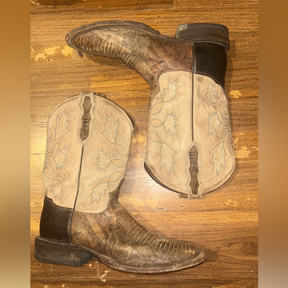 Tony Lama Brown and Tan Distressed Western Boots